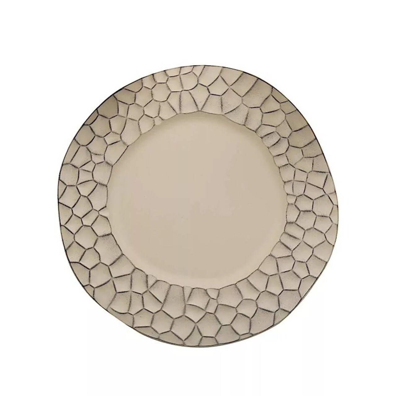TAUPE 6 Plastic 13" Irregular Round CHARGER PLATES Animal Pattern